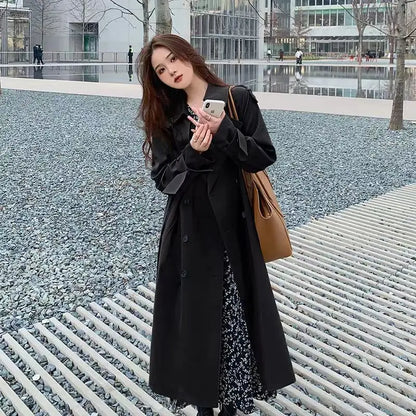 Womens Oversize Long Single Breasted Trench Coat