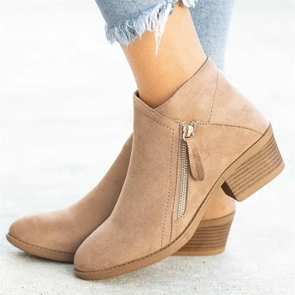 Elegant Zipper Closure Women Suede Boots