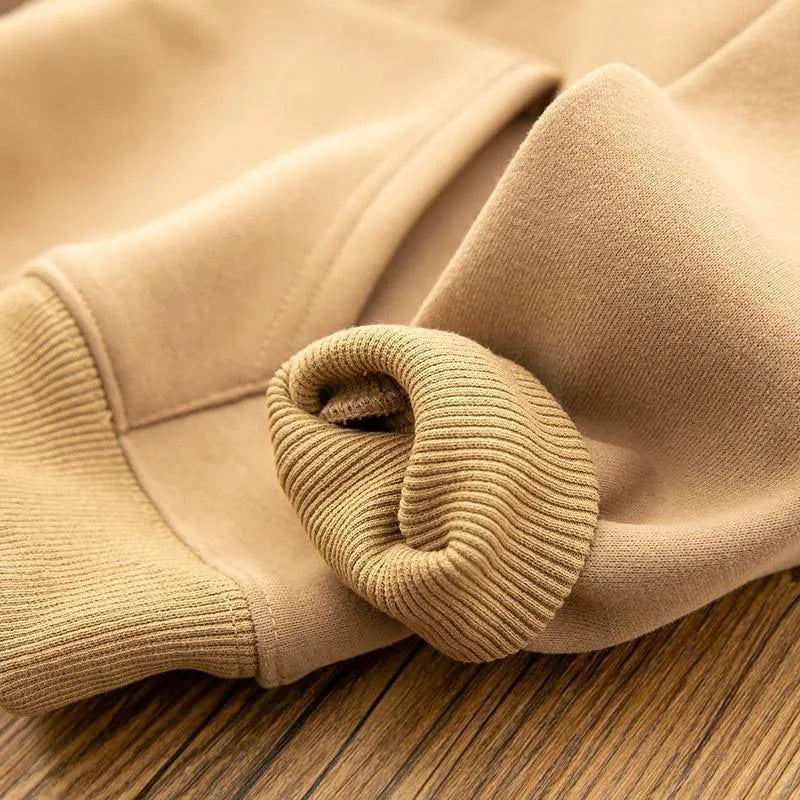 Womens Thick Warm Harajuku Hoodie Letter Print Velvet Sweatshirt With Pockets