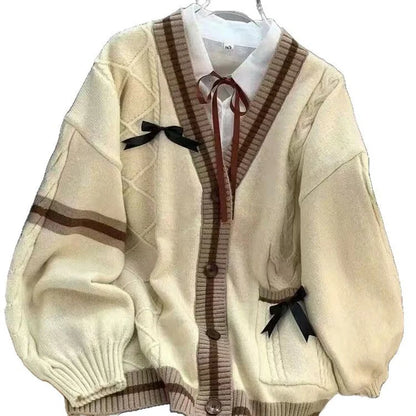 Japanese Style Nature Embroidery Cardigan Sweater