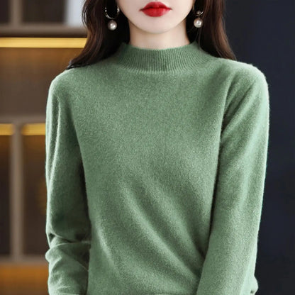 2025 Womens 100 Pure Wool Cashmere Sweater Turtleneck Pullover Loose Fit High Neck Knit Top For Autumn Winter Large Size