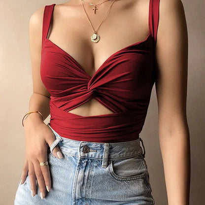 2025 Womens Summer Solid Color Sleeveless Slim Tube Top Exposed Midriff Casual Hot Molten Vest