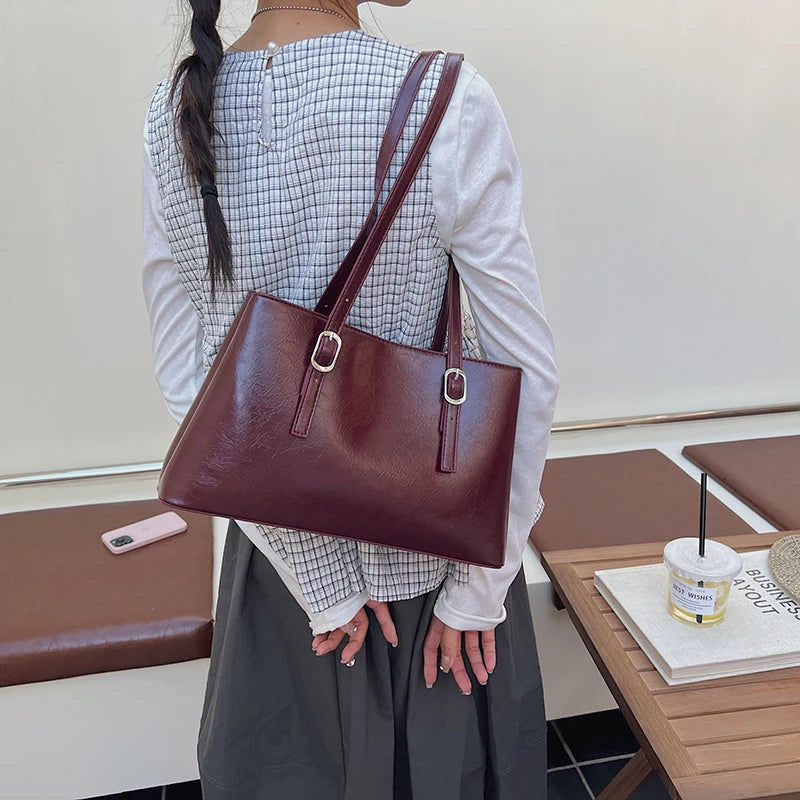 2025 Luxury PU Leather Tote Bag High Quality Large Shoulder Handbag For Women