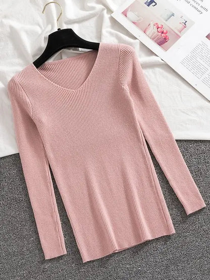 Women Spring Autumn V Neck Sweaters