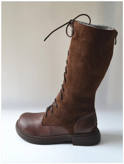 Genuine Leather Lace Up Cool Winter Boots For Women