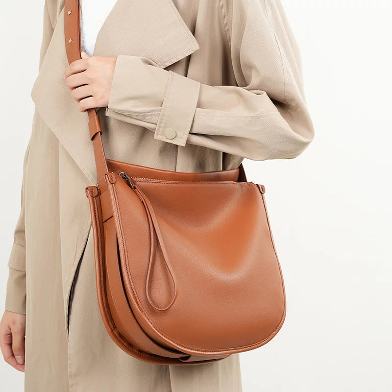 Genuine Leather High Quality Single Shoulder Zipper Tote Bags
