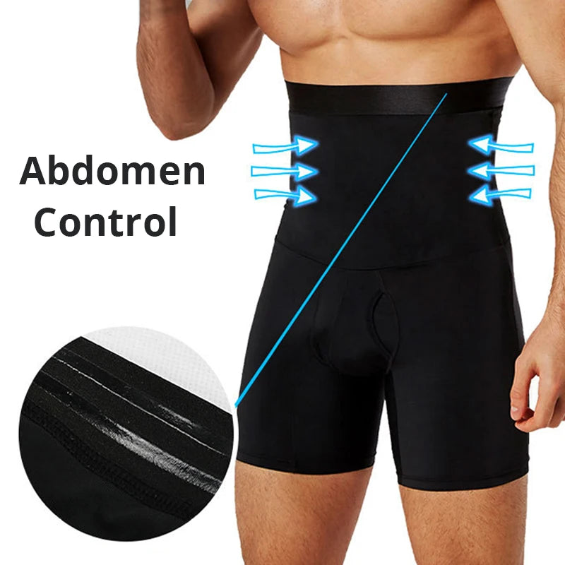 Men Body Compression High Waist Training Shorts Underwear