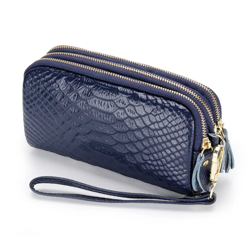 Womens Genuine Leather Alligator Long Wallets