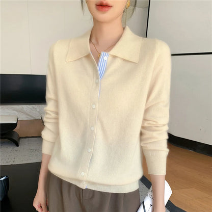 Casual Preppy Look - The Grey Collared Knit Cardigan