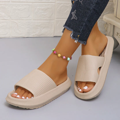 2025 New Summer Womens Soft Sole Cloud Slippers Eva Thick Platform Non Slip Flip Flops For Beach Bathroom