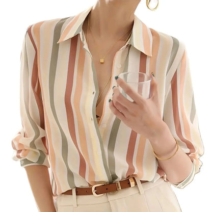 Printed Button Down Shirt Trendy Fashion For Spring Autumn Work And Casual Wear