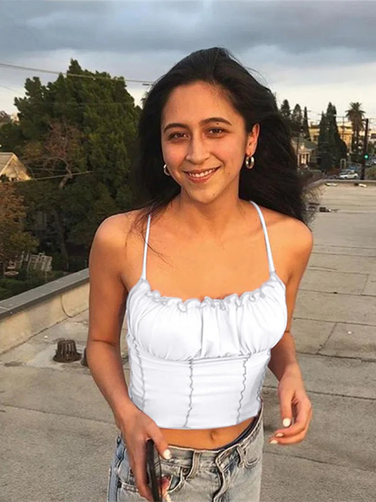 2025 Summer Satin Halter Top Womens Sexy Sleeveless Camisole Slim Fit Strap Vest Elegant Fashion Tank Tops