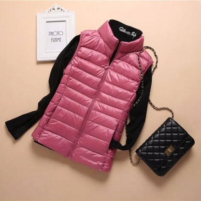 Soft Ultralight Sleeveless White Duck Down Vest For Women