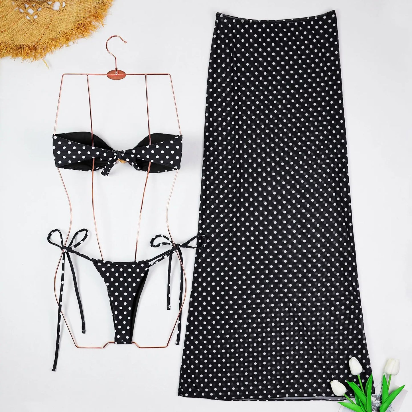 Italian Riviera Vibes Navy Blue Polka Dot Beach Set