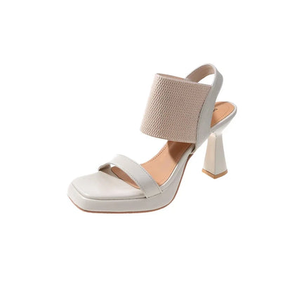 Amalfi Coast Luxury - Elegant Beige Block Heel Summer Sandals