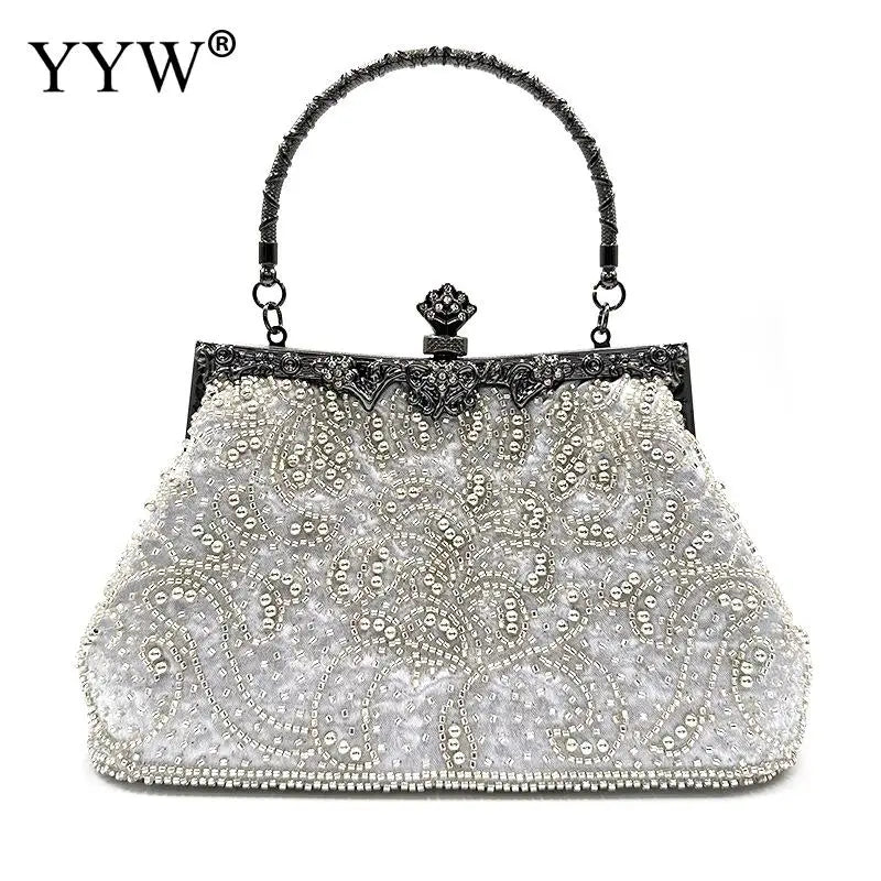 Queen Style Antique Crystal Beaded Evening Handbag