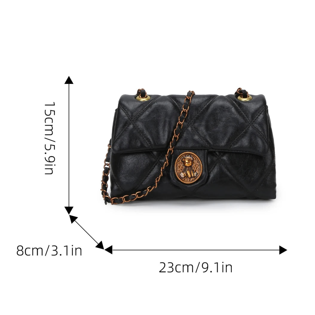 Vintage Quilted Black Chain Shoulder Bag