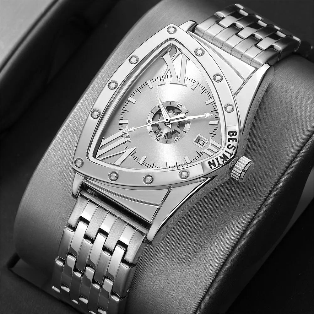 Triangle Frame Silicone Strap Luxury Quartz Men Watches