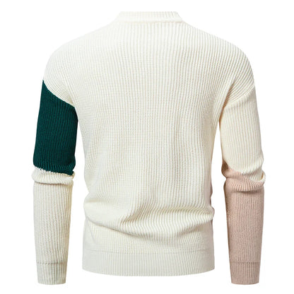 Casual Color-Block Geometric Knit Sweater Outfit