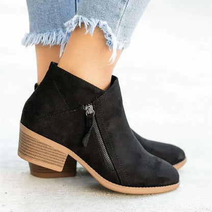 Elegant Zipper Closure Women Suede Boots