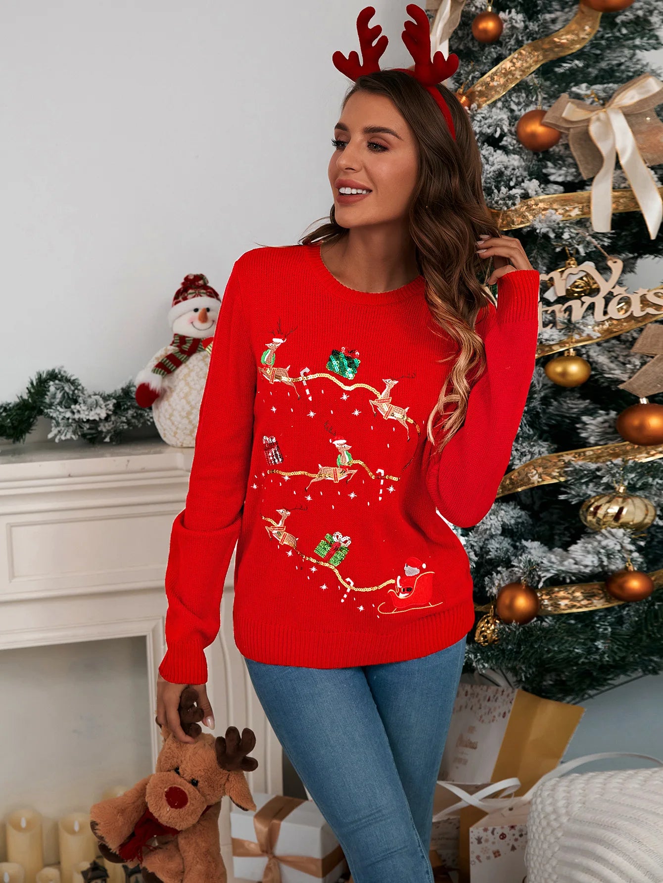 American Cute Twist Christmas Sweater For Men Women Y2K Street Style Long Sleeve Pullover Autumn Winter Fashion Loose Fit