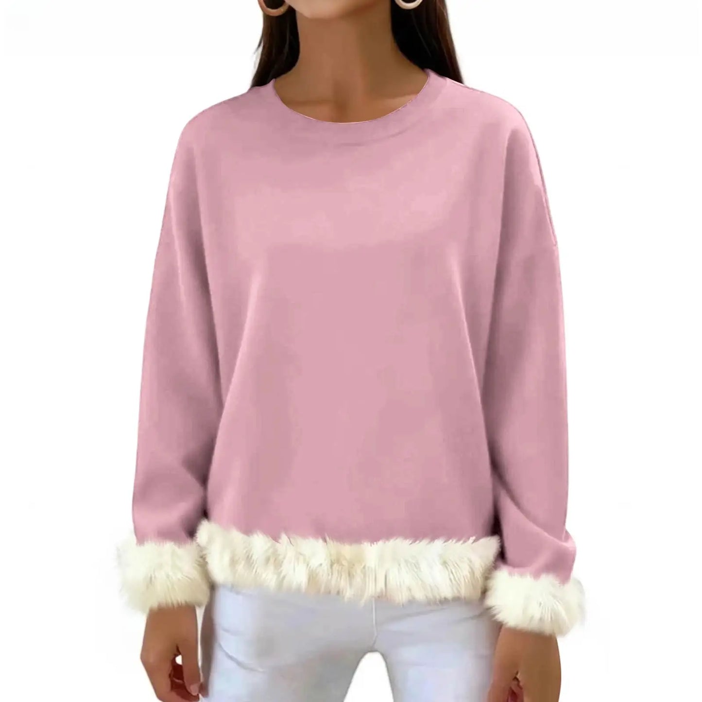 Women O Neck Casual Solid Color Sweaters