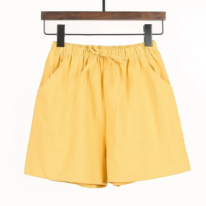 Basic Plus Size High Waisted Women Cotton Shorts
