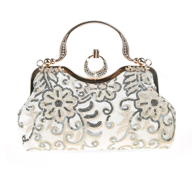 Queen Style Antique Crystal Beaded Evening Handbag