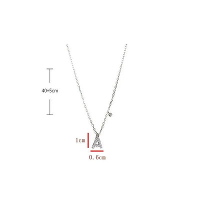 925 Sterling Silver Letter Shiny Zircon Necklace