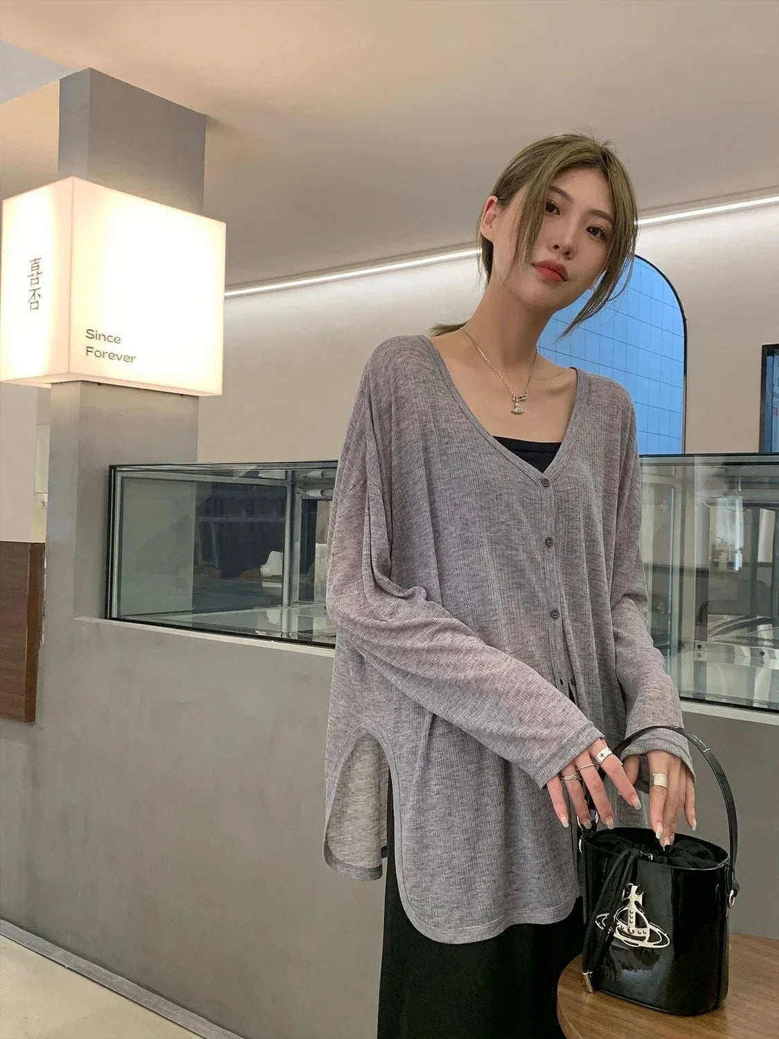 Lightweight V-Neck Knit Cardigan for Women – 2025 Spring & Summer