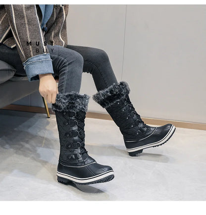 2025 New Winter Boots for Women | Snow Boots with Thick Fur, Non-Slip Waterproof High Boots, Big Size