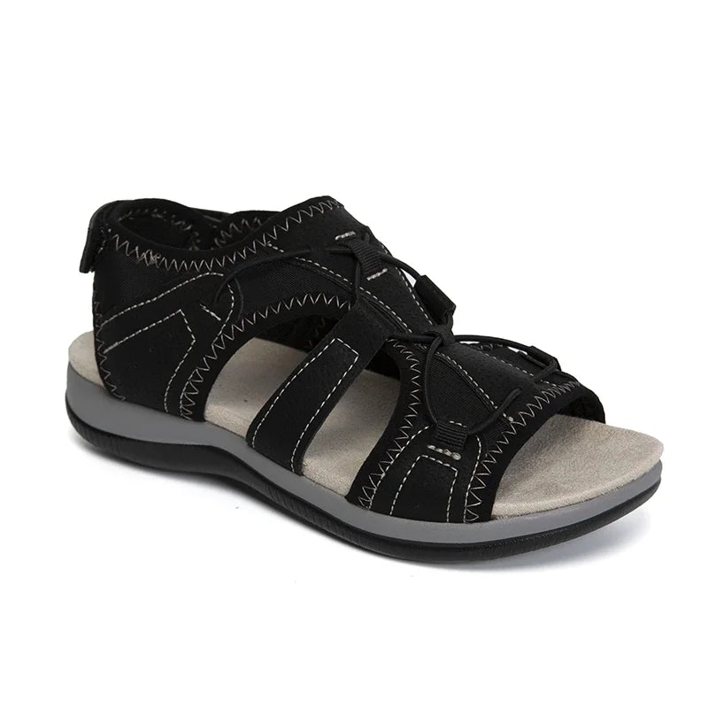 Santorini Exploring Vibes - Comfortable Black Sporty Summer Sandals