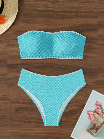 Two Pieces New White Bandage Stripe Bikini