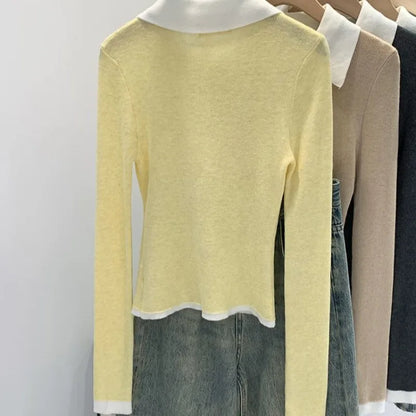 Women Contrast Color Sweaters