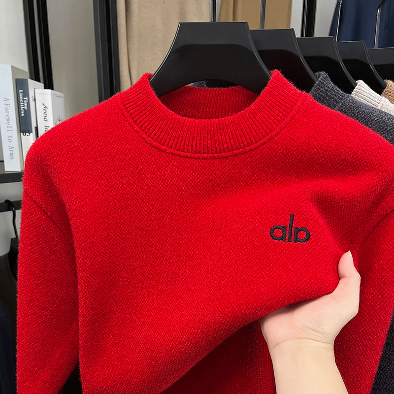 New Soft Mens Round Neck Thickened Wool Sweaters