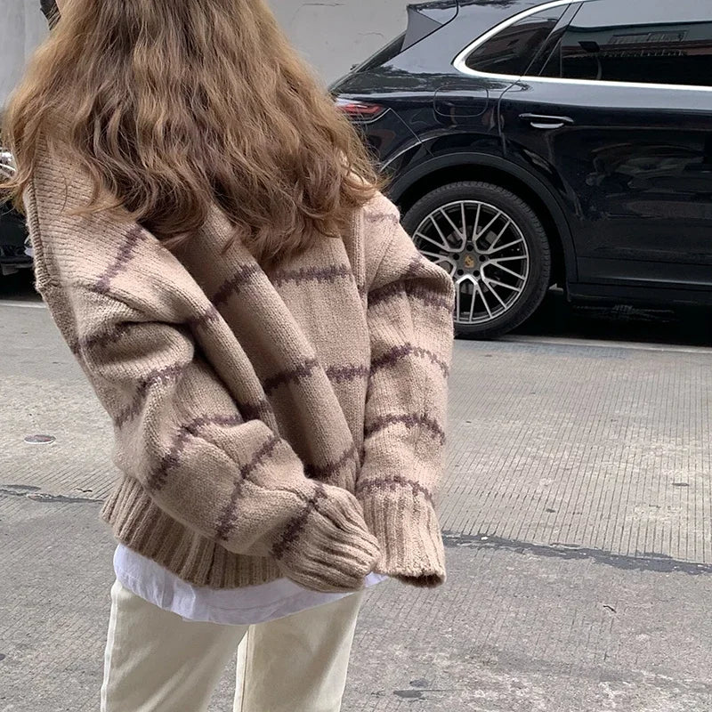 Oversized Aesthetic Striped Knit Sweater