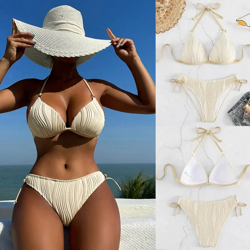 High Cut Women Sexy String Push Up Bikini
