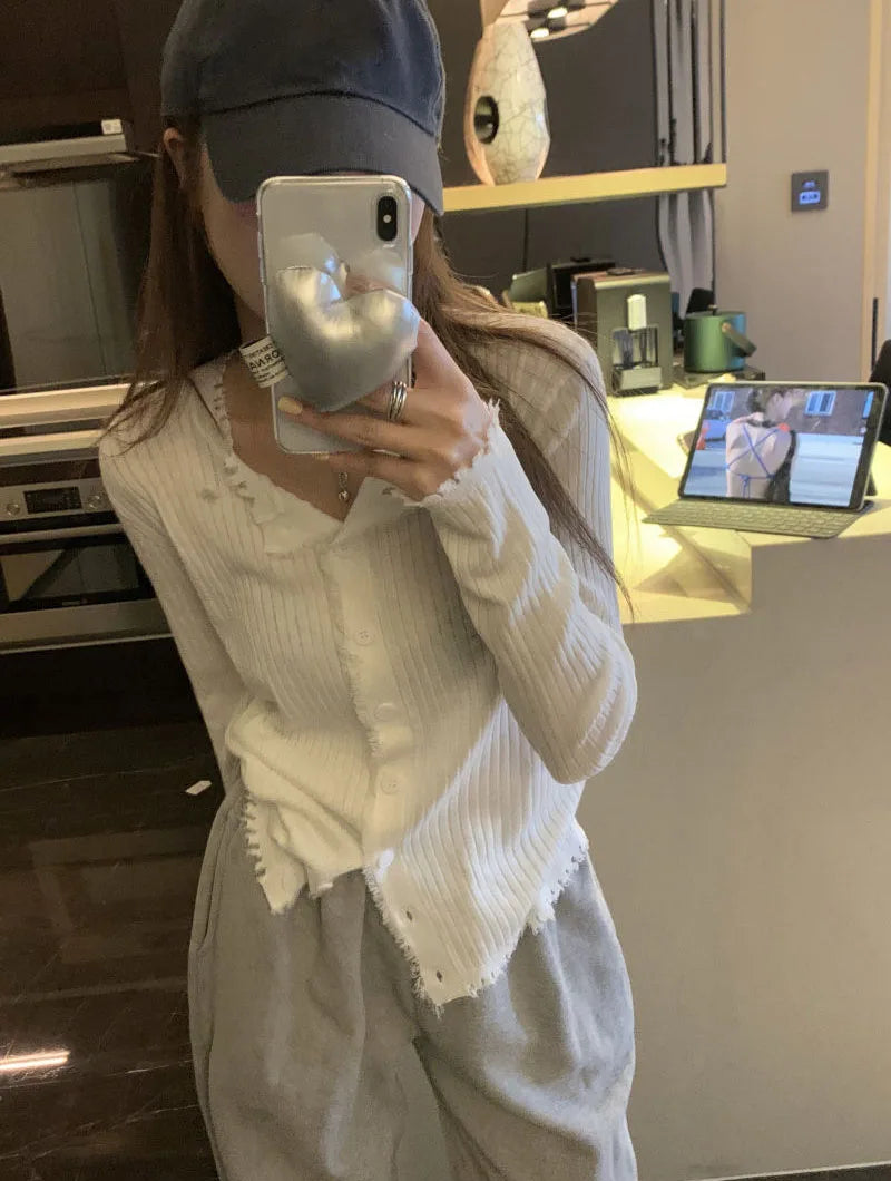 Korean Style O-Neck Knit Cardigan for Women – Autumn 2025