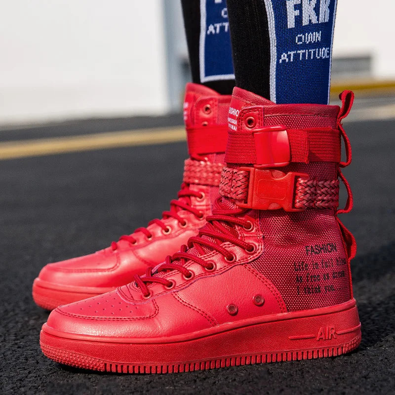 Orange Line Lace Up High Quality Men Leather Boots