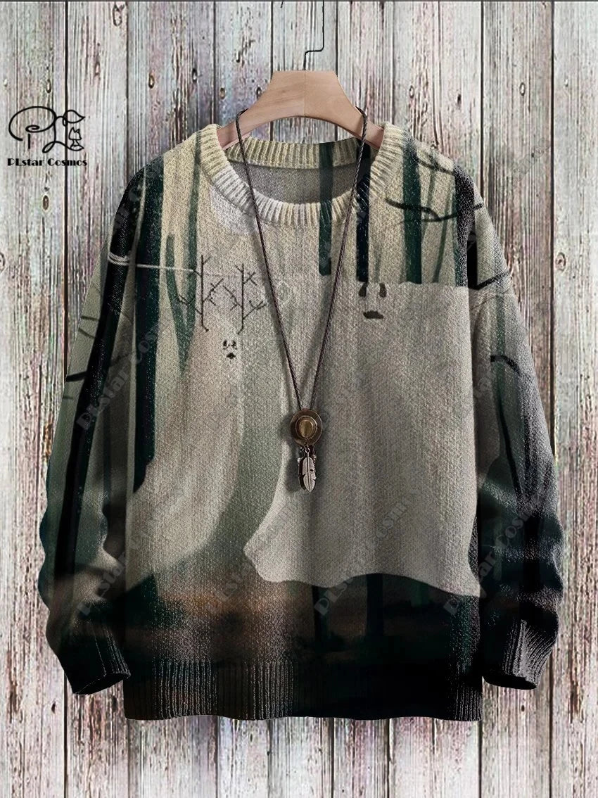Womens Funny Ghost Pattern Gothic Warm Winter Sweater