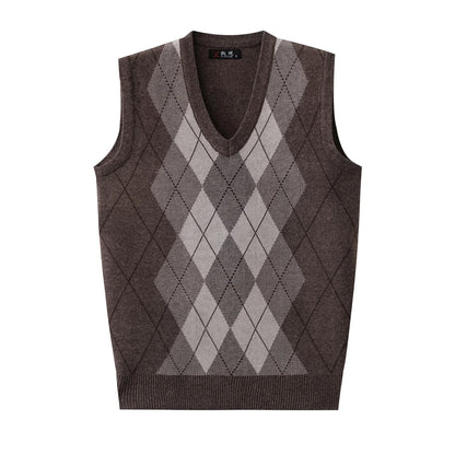 Argyle Basic Solid Color O Neck Long Sleeve Knitted Men S Sweaters