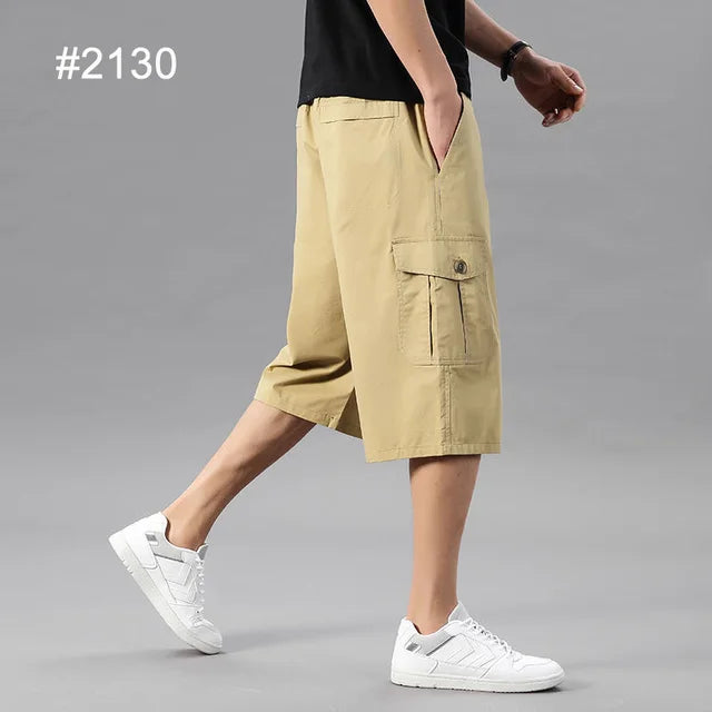 Casual Street Style Long Oversize Men Cotton Cargo Shorts