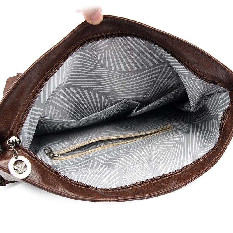 Fashion Pu Leather Underarm Tote Bag Large Capacity Retro Shoulder Crossbody Bag