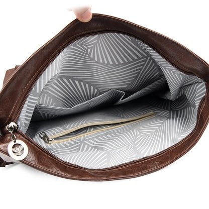 Fashion Pu Leather Underarm Tote Bag Large Capacity Retro Shoulder Crossbody Bag