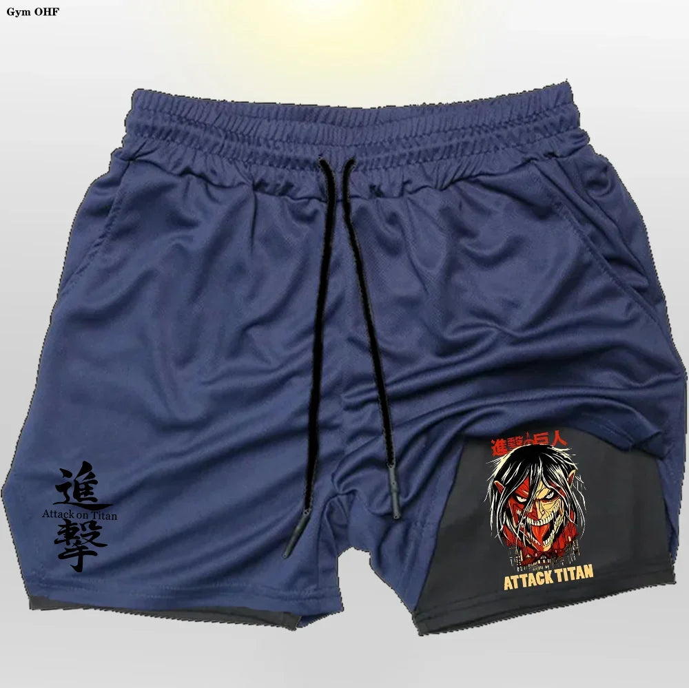 New 2 In 1 Mens Gym Short