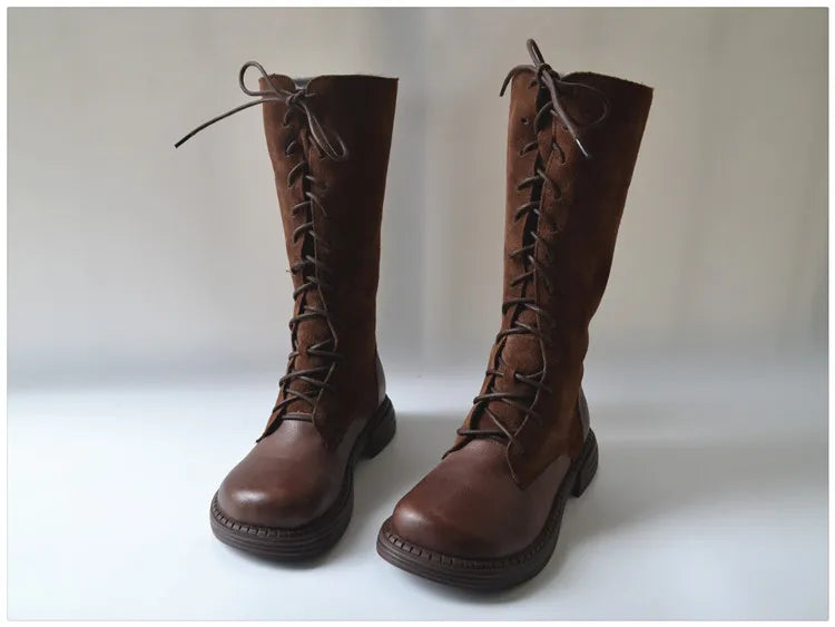 Genuine Leather Lace Up Cool Winter Boots For Women