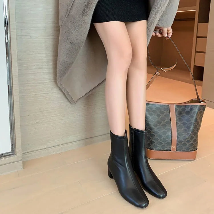 Elegant Zipper Closure Women Suede Boots