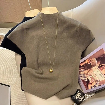 2025 Womens Half Turtleneck Sweater Solid Color Loose Long Sleeve Zipper Top Sporty Casual Autumn Sweatshirt