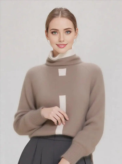 2025 Winter Korean Knit Sweater Half High Collar Loose Pullover Imitation Mink Velvet Embroidered Warm Top For Women