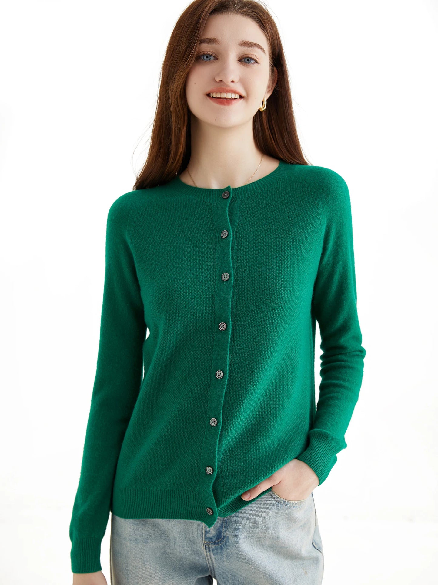 100% Merino Wool Knit Cardigan for Women – Timeless Vintage Style